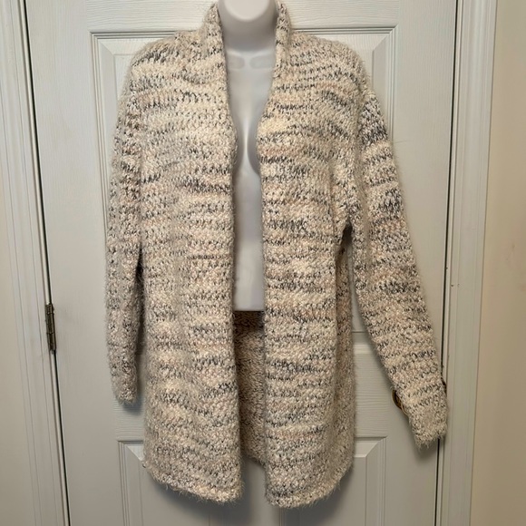 EST. 1946 Long Line Open Front Cardigan Sweater Size Medium - Cream & Gray - Picture 1 of 7